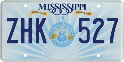 MS license plate ZHK527