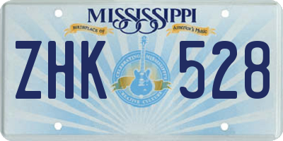 MS license plate ZHK528