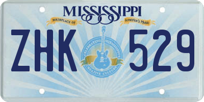 MS license plate ZHK529