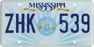 MS license plate ZHK539