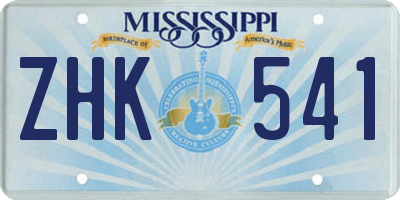 MS license plate ZHK541
