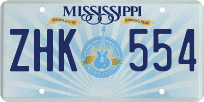 MS license plate ZHK554