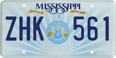 MS license plate ZHK561