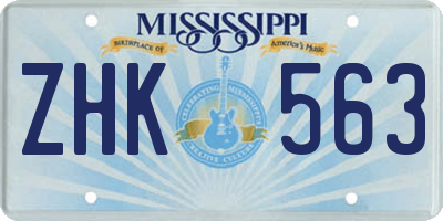 MS license plate ZHK563