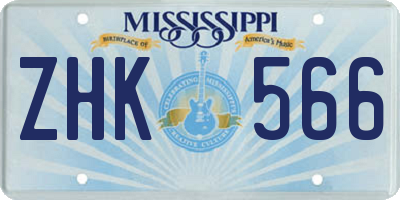 MS license plate ZHK566