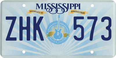 MS license plate ZHK573