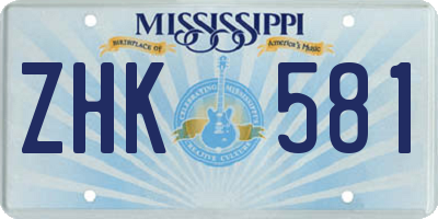 MS license plate ZHK581