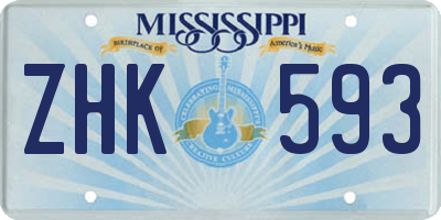 MS license plate ZHK593