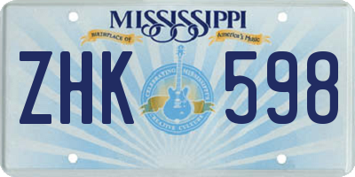MS license plate ZHK598
