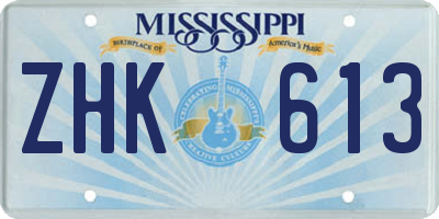 MS license plate ZHK613