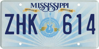 MS license plate ZHK614