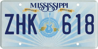 MS license plate ZHK618