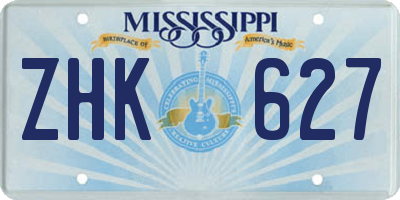 MS license plate ZHK627