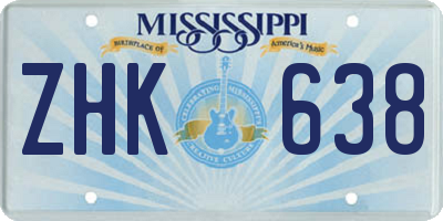 MS license plate ZHK638