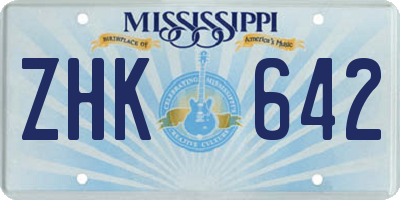 MS license plate ZHK642
