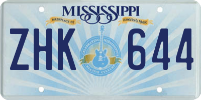 MS license plate ZHK644
