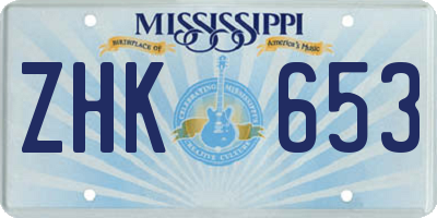 MS license plate ZHK653