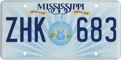 MS license plate ZHK683