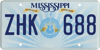MS license plate ZHK688