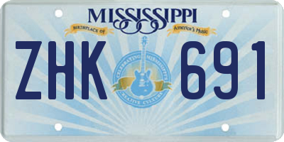 MS license plate ZHK691