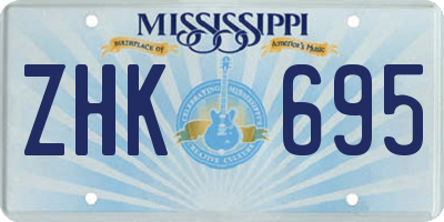 MS license plate ZHK695