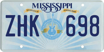 MS license plate ZHK698