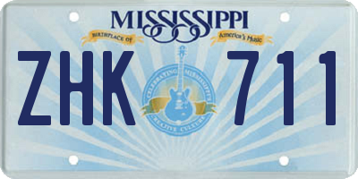 MS license plate ZHK711