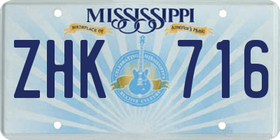 MS license plate ZHK716