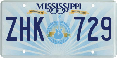 MS license plate ZHK729