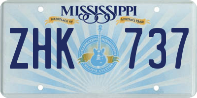 MS license plate ZHK737