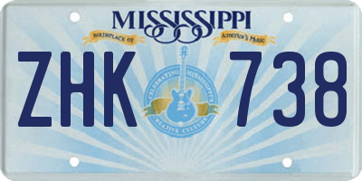 MS license plate ZHK738