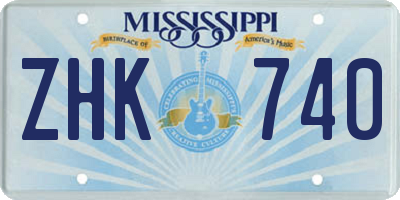 MS license plate ZHK740