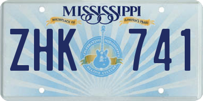 MS license plate ZHK741