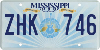 MS license plate ZHK746