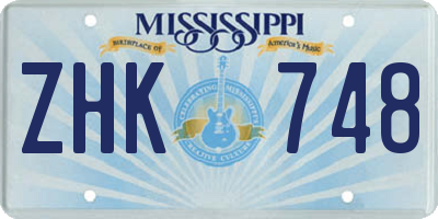 MS license plate ZHK748