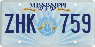 MS license plate ZHK759