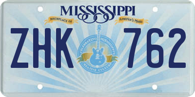 MS license plate ZHK762
