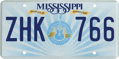 MS license plate ZHK766