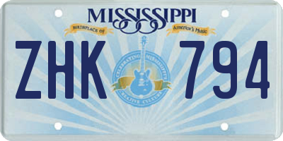 MS license plate ZHK794