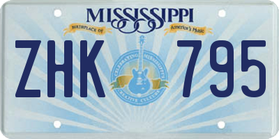 MS license plate ZHK795