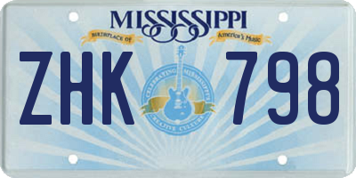 MS license plate ZHK798