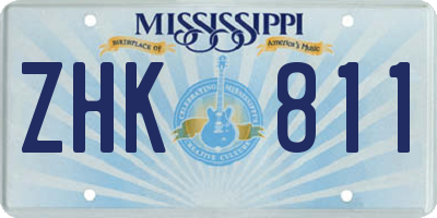 MS license plate ZHK811