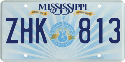 MS license plate ZHK813