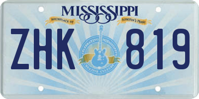 MS license plate ZHK819