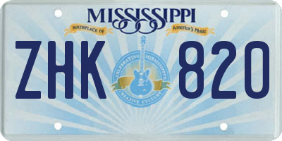 MS license plate ZHK820