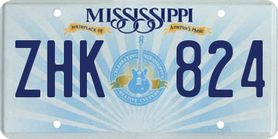 MS license plate ZHK824