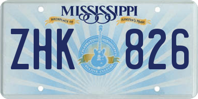 MS license plate ZHK826