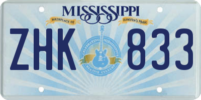 MS license plate ZHK833