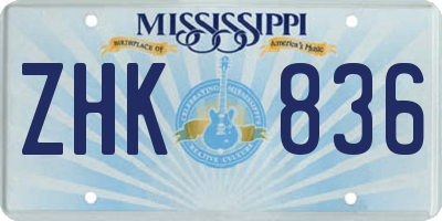 MS license plate ZHK836