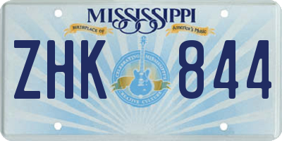 MS license plate ZHK844